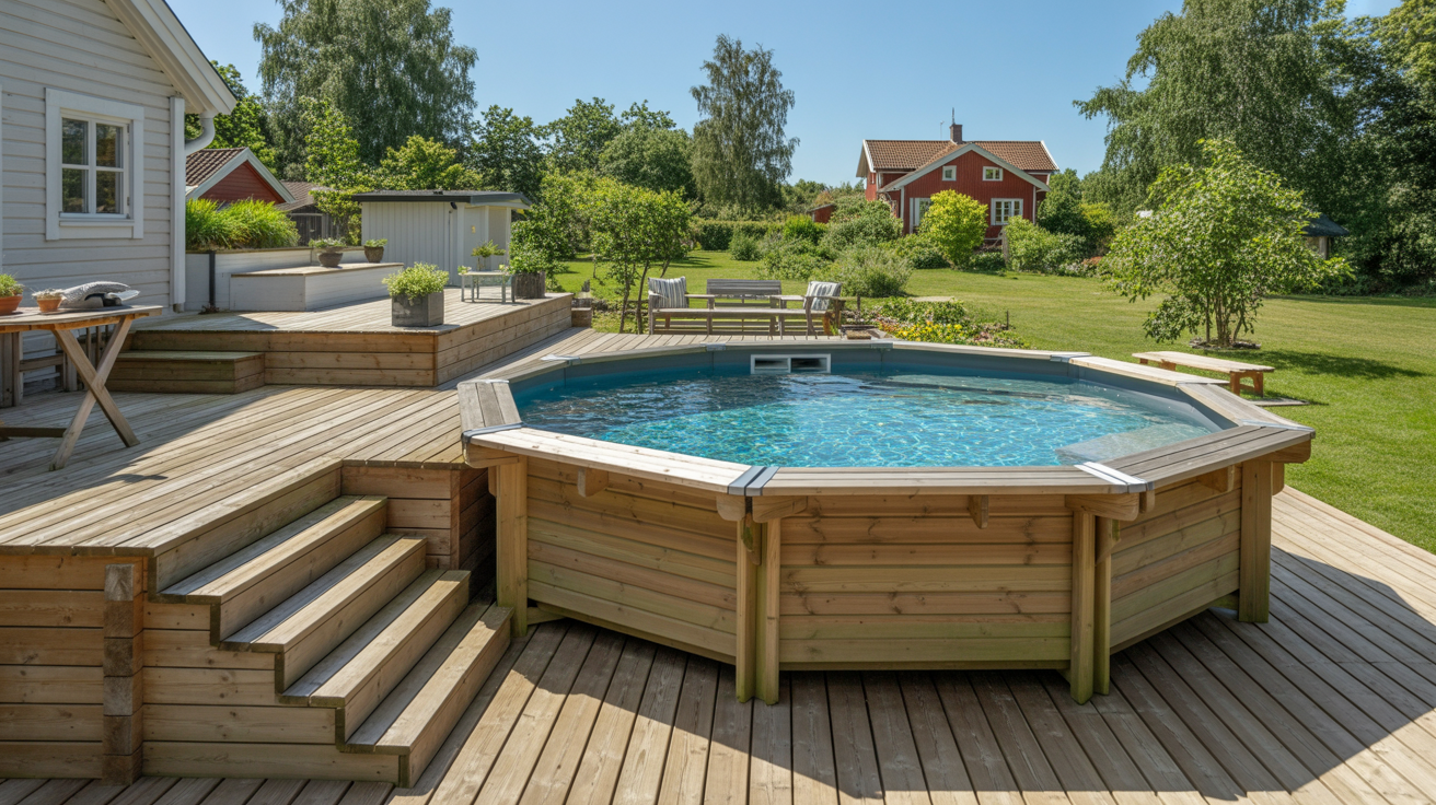 pool above ground pooldack wood