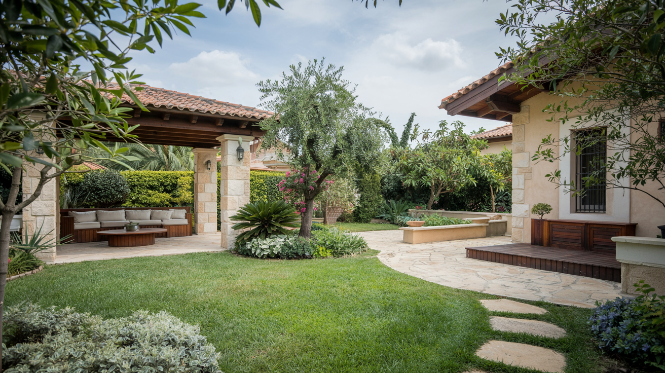 tradgard terrass sten