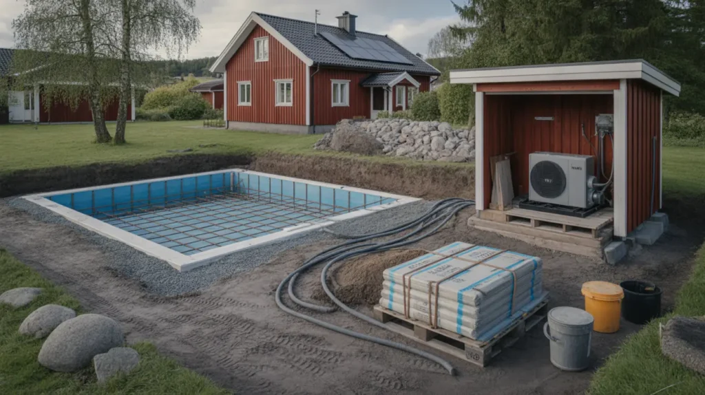 bygga pool hemma kostnad tillst nd markarbete och energismart drift
