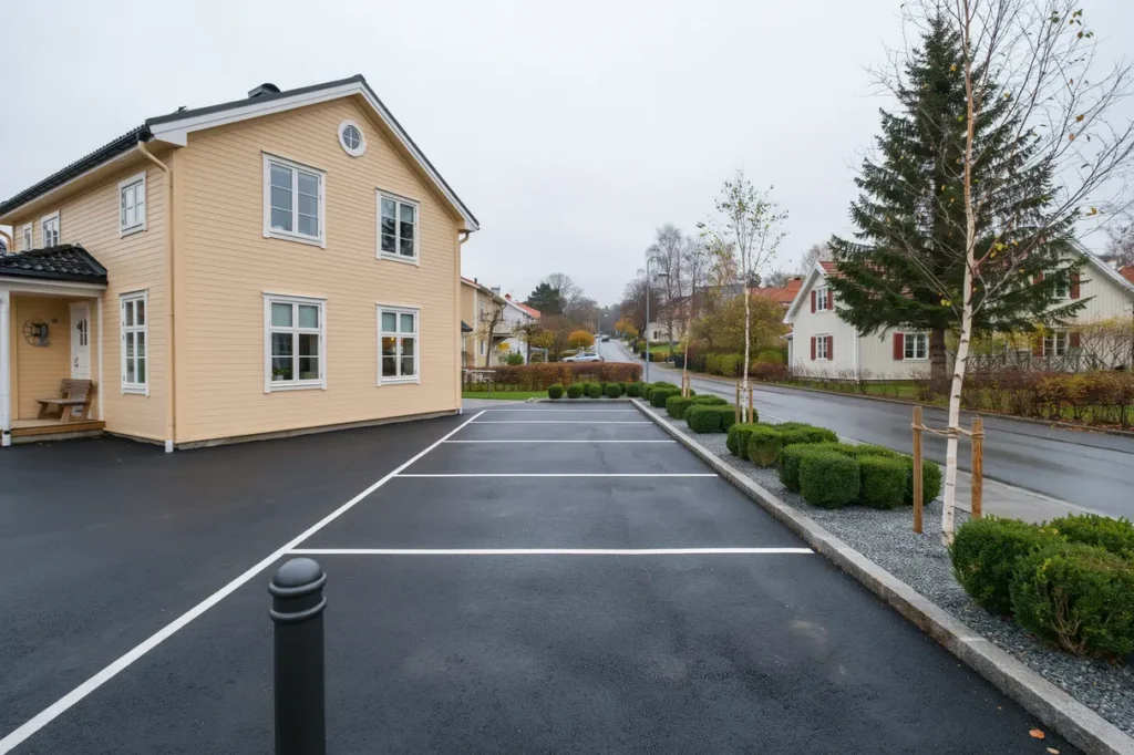 markarbete f r parkeringsyta och kantsten i h llviken