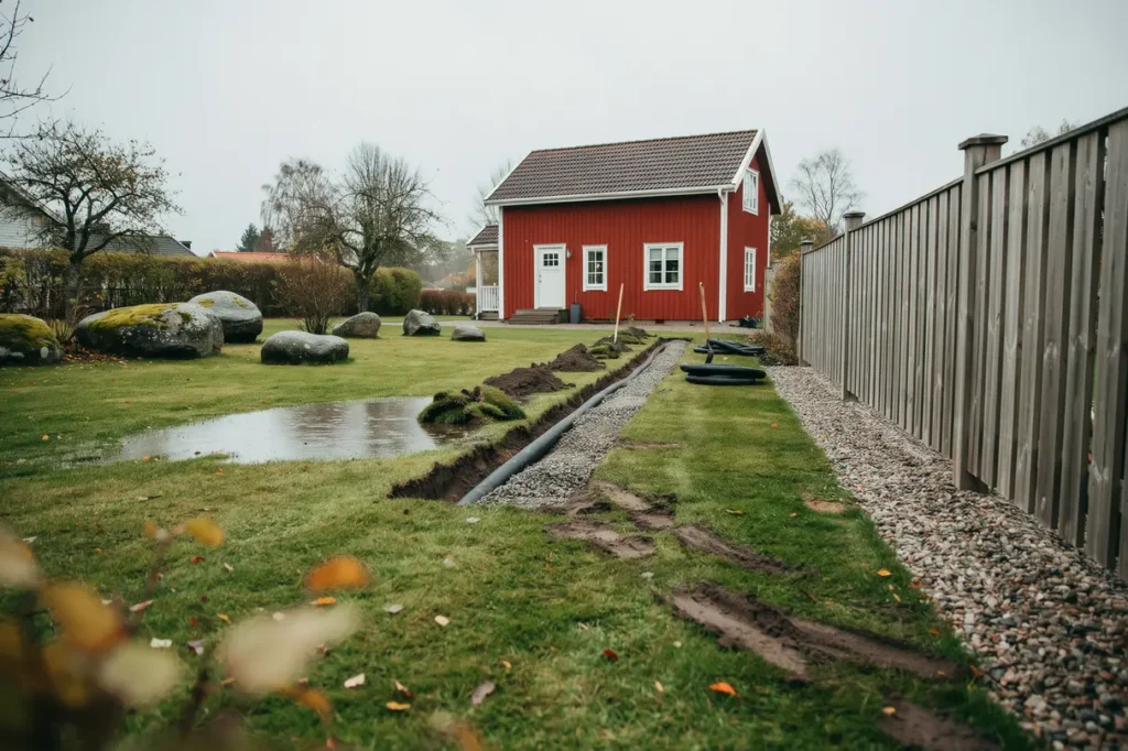 dikning och markavvattning p tomten s f rebygger du st ende vatten och bl ta partier
